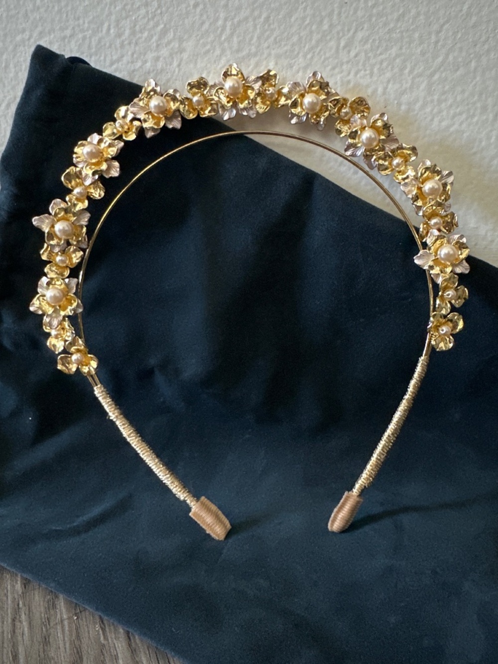 Pearl flower halo headband